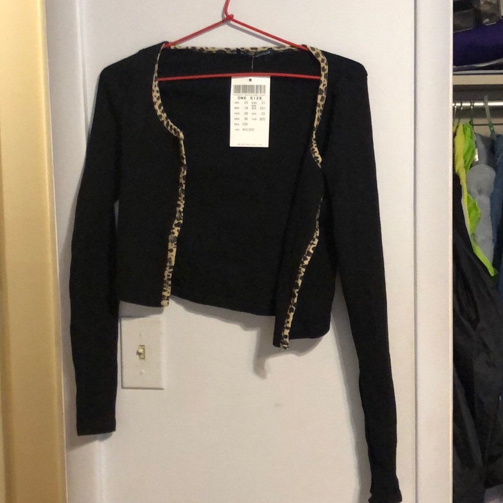 Brandy Melville NWT black and leopard cardigan